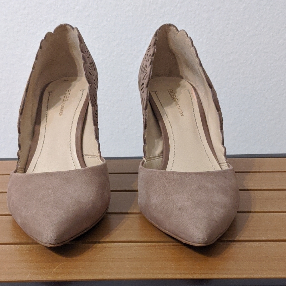 BCBGeneration Tan Heels Suede Pointed-Toe Pumps